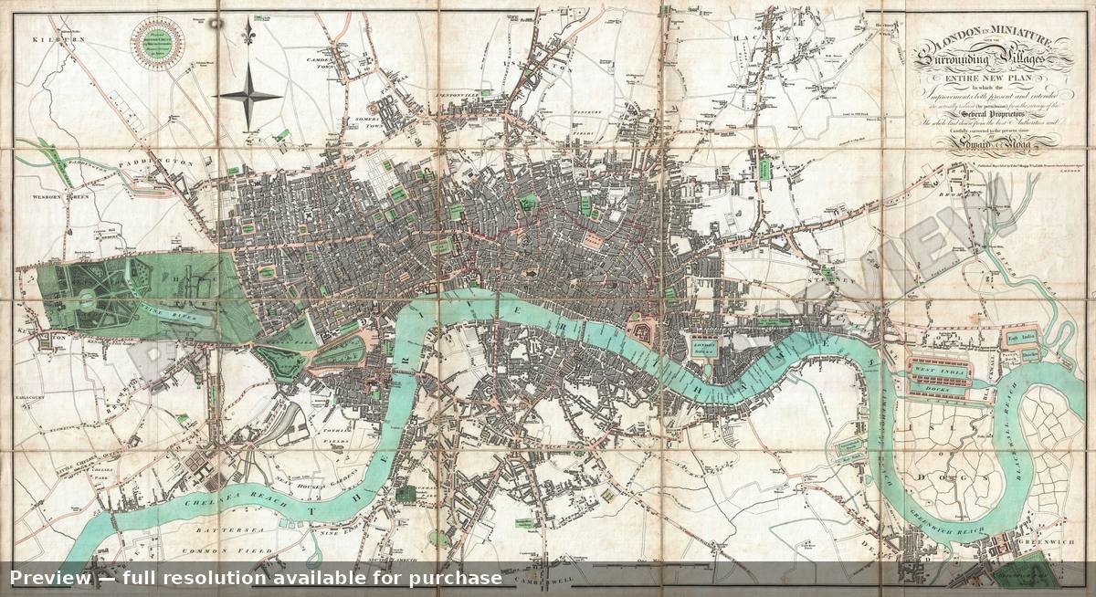 Antique map: London, 1806