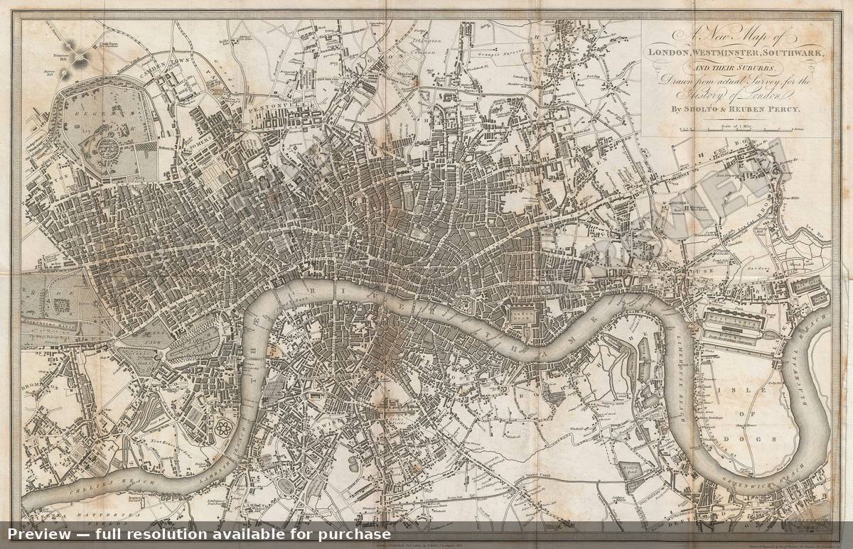 Antique map: London, 1823