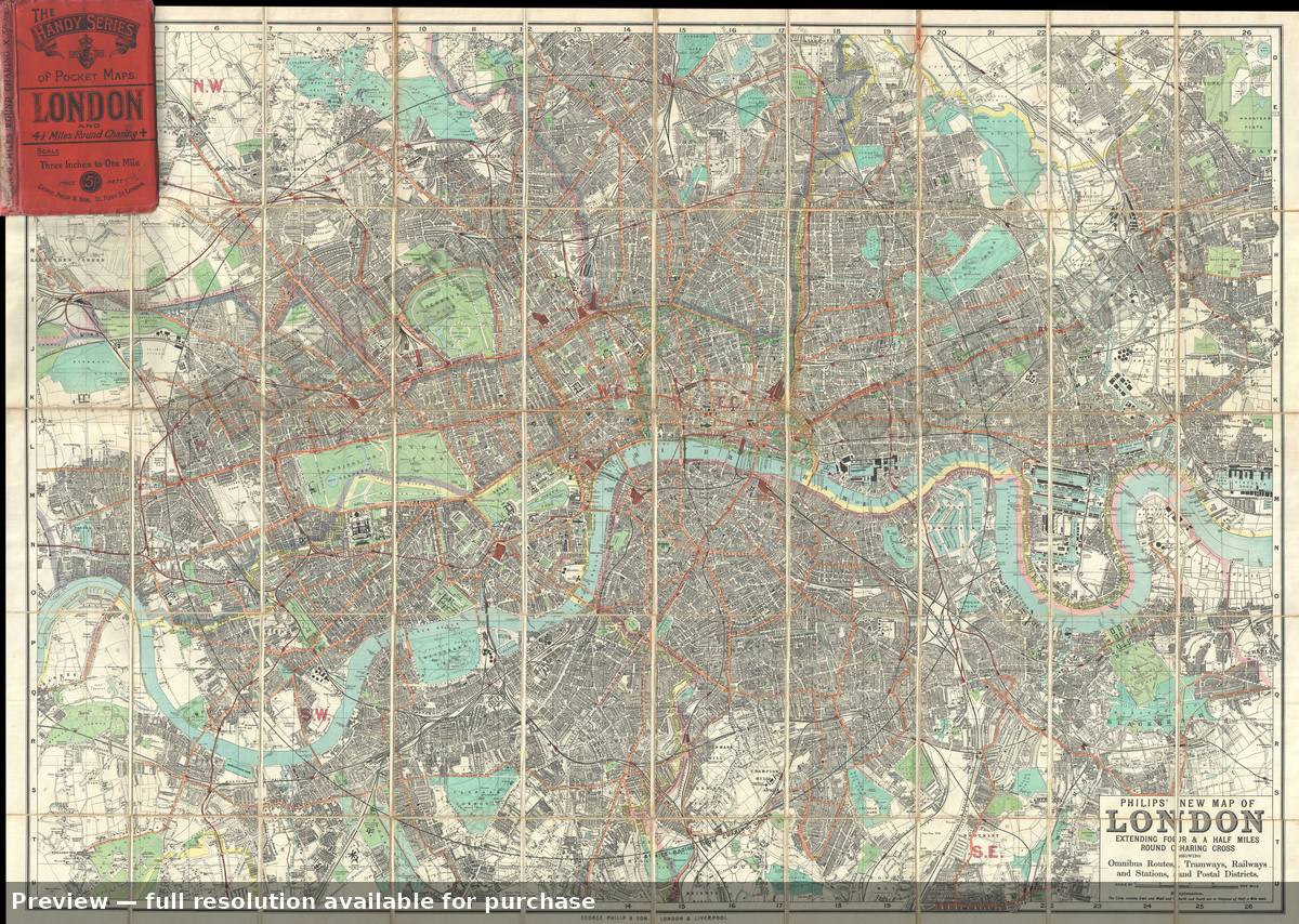Antique map: London, 1895