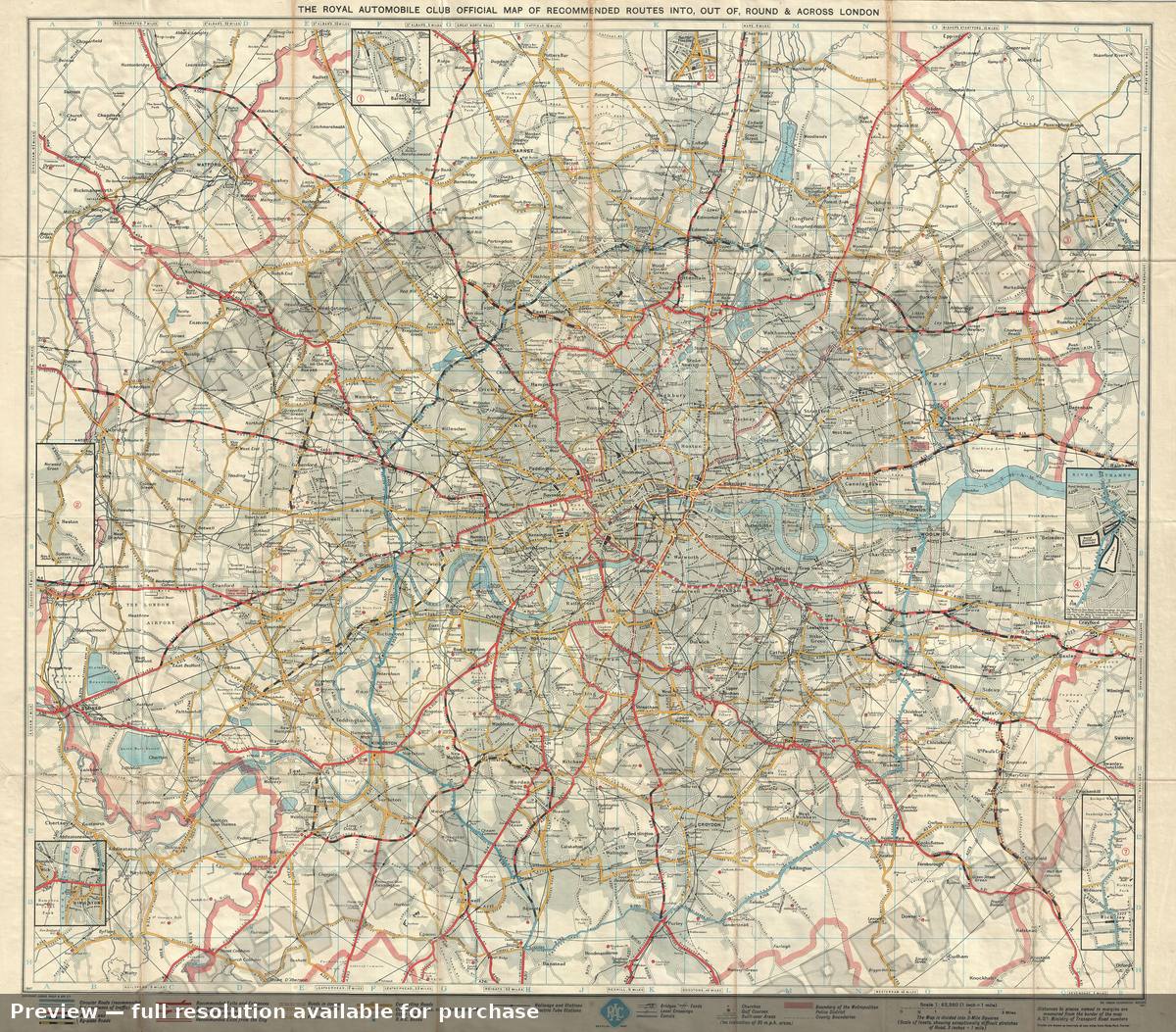 Antique map: London, 1947