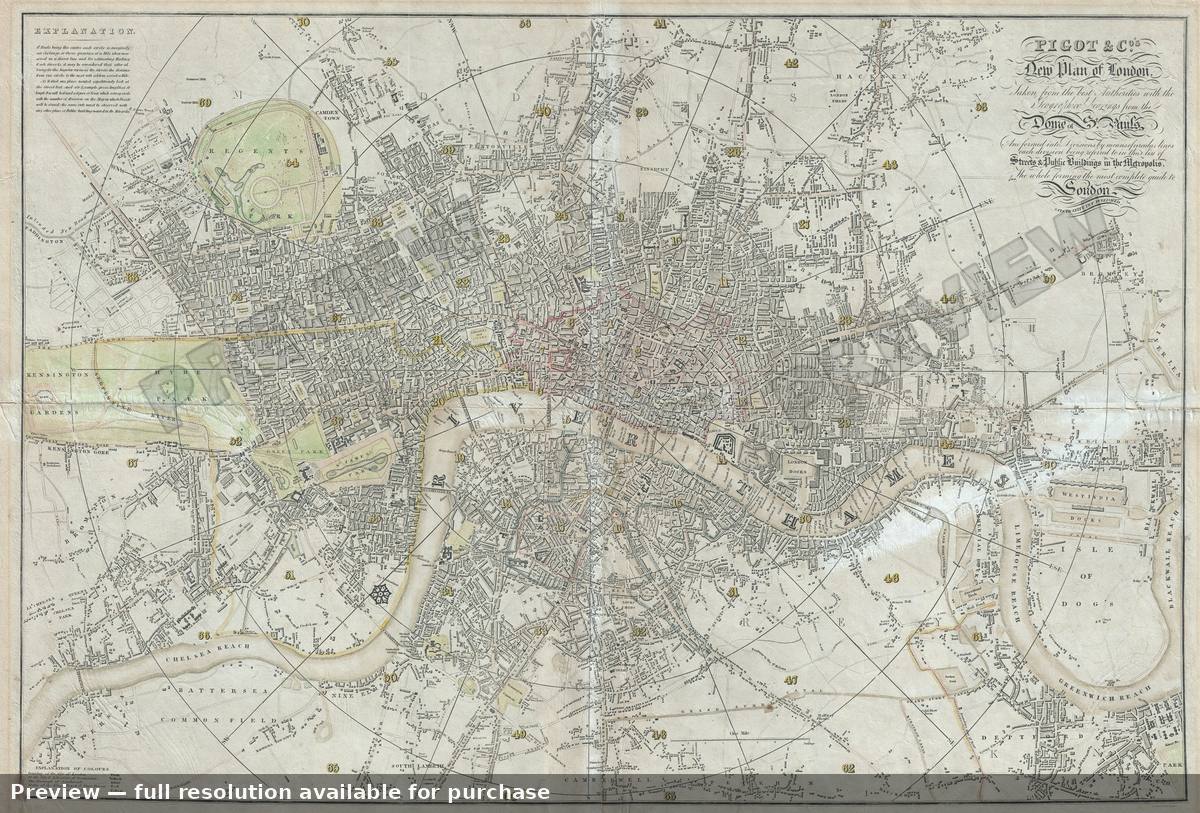 Antique map: London, 1823