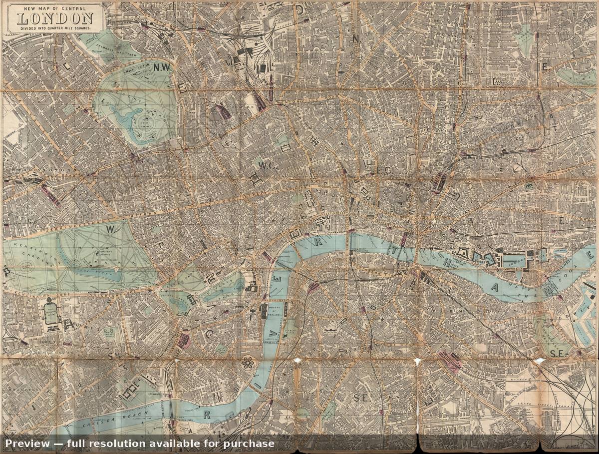 Antique map: London, 1869