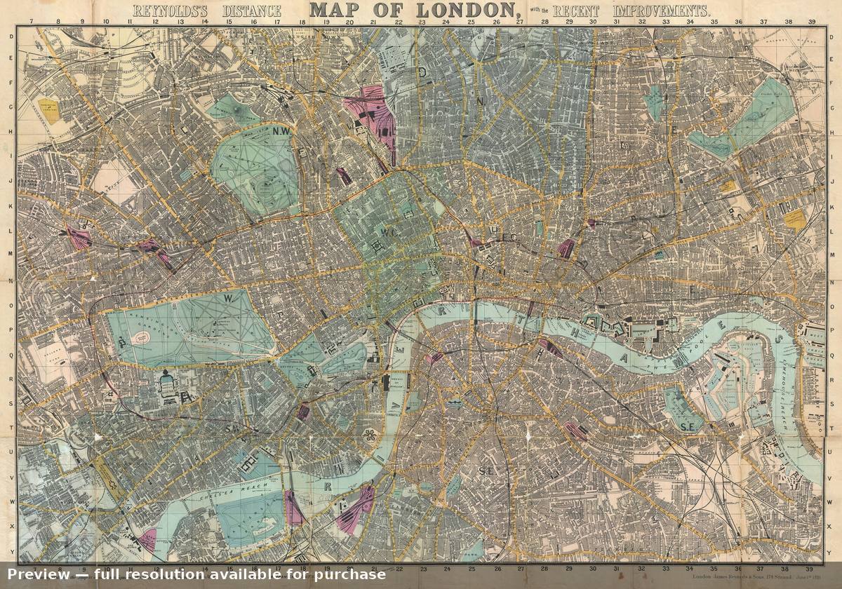 Antique map: London, 1891