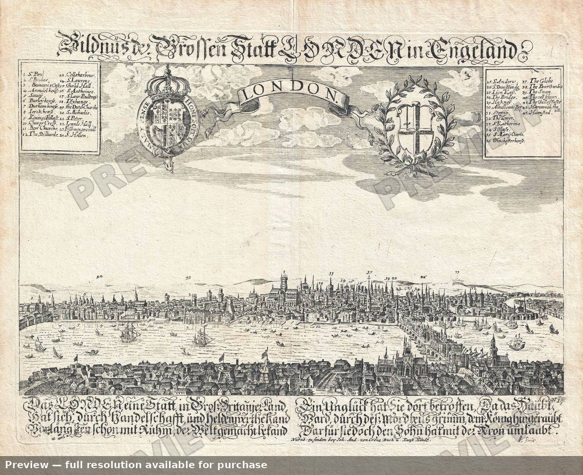 Antique map: London, 1650, 1650