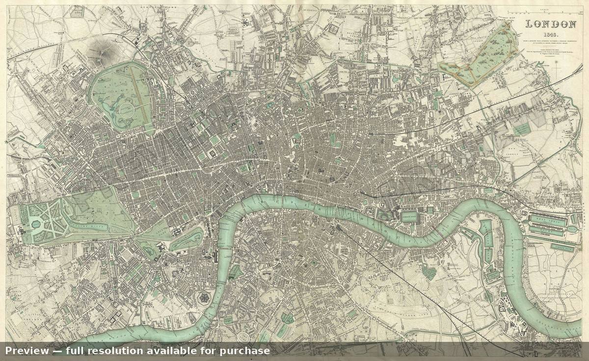 Antique map: London, 1843