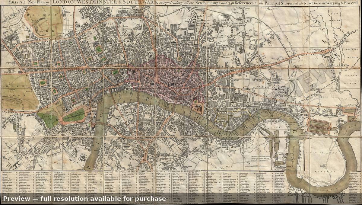 Antique map: London, 1822