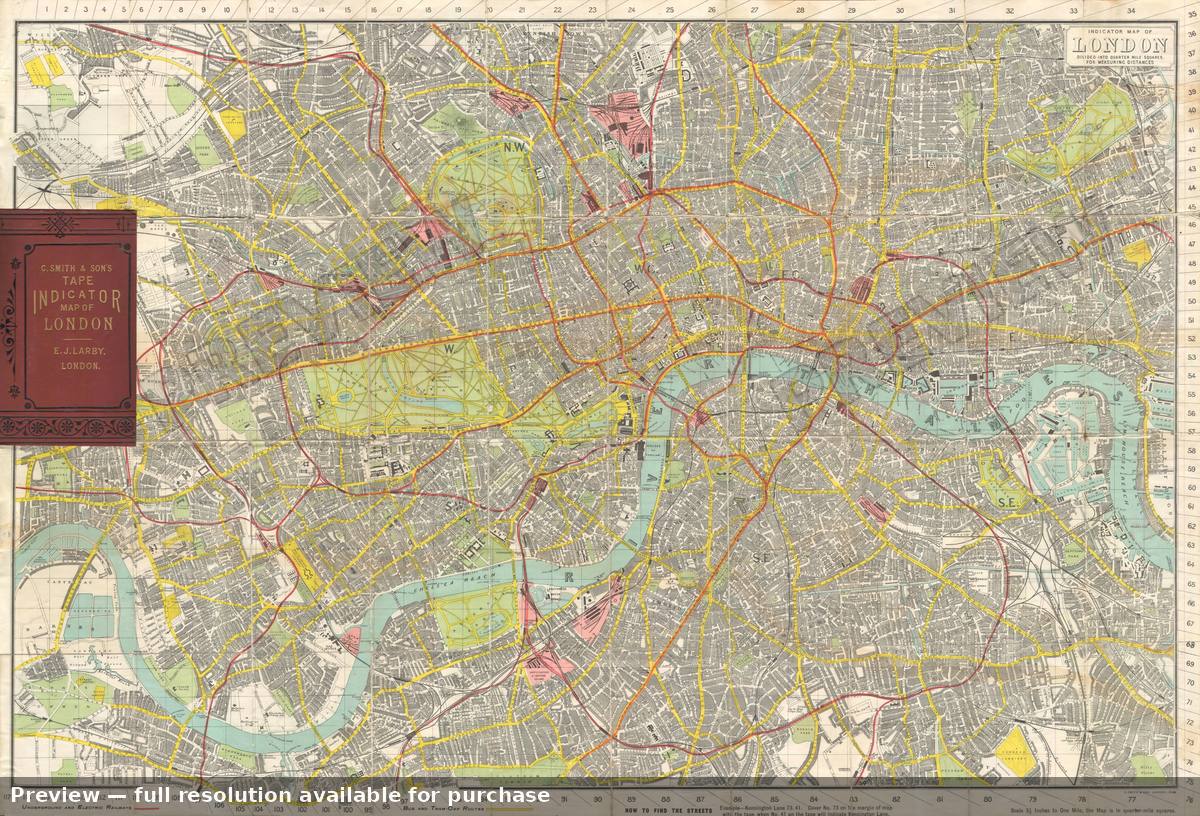 Antique map: London, 1910