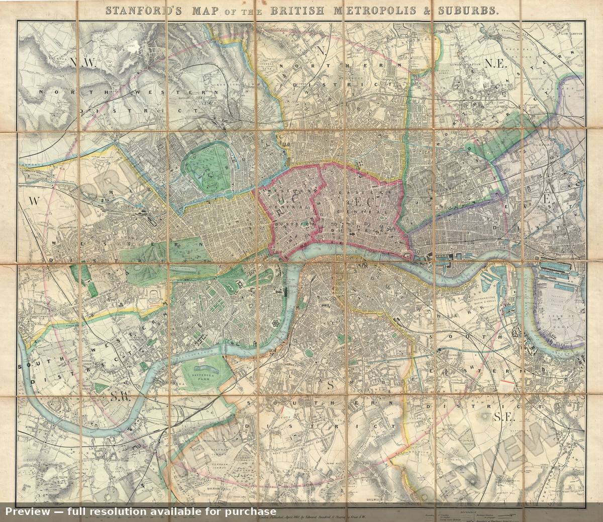 Antique map: London, 1861, 1861