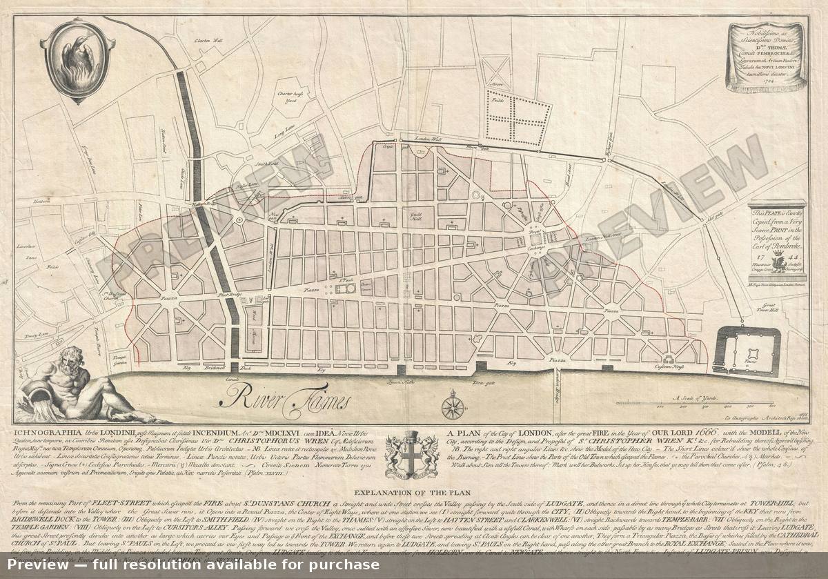Antique map: London, 1744, 1744