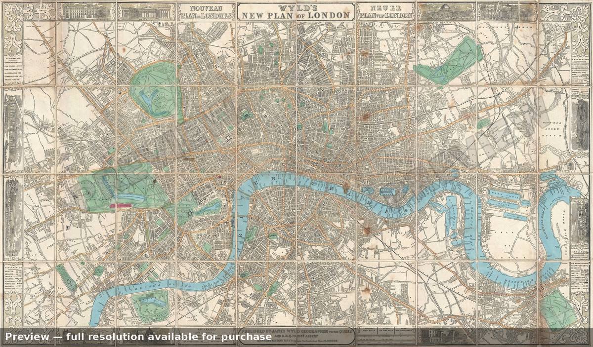 Antique map: London, 1851