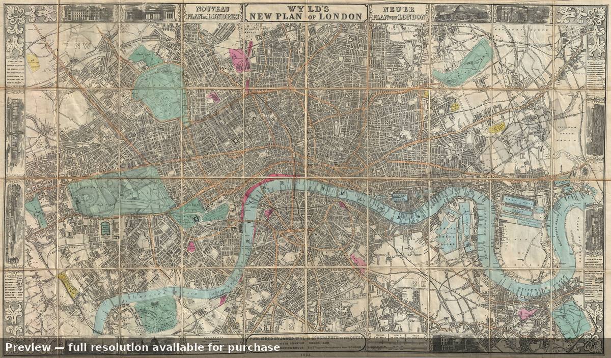 Antique map: London, 1863