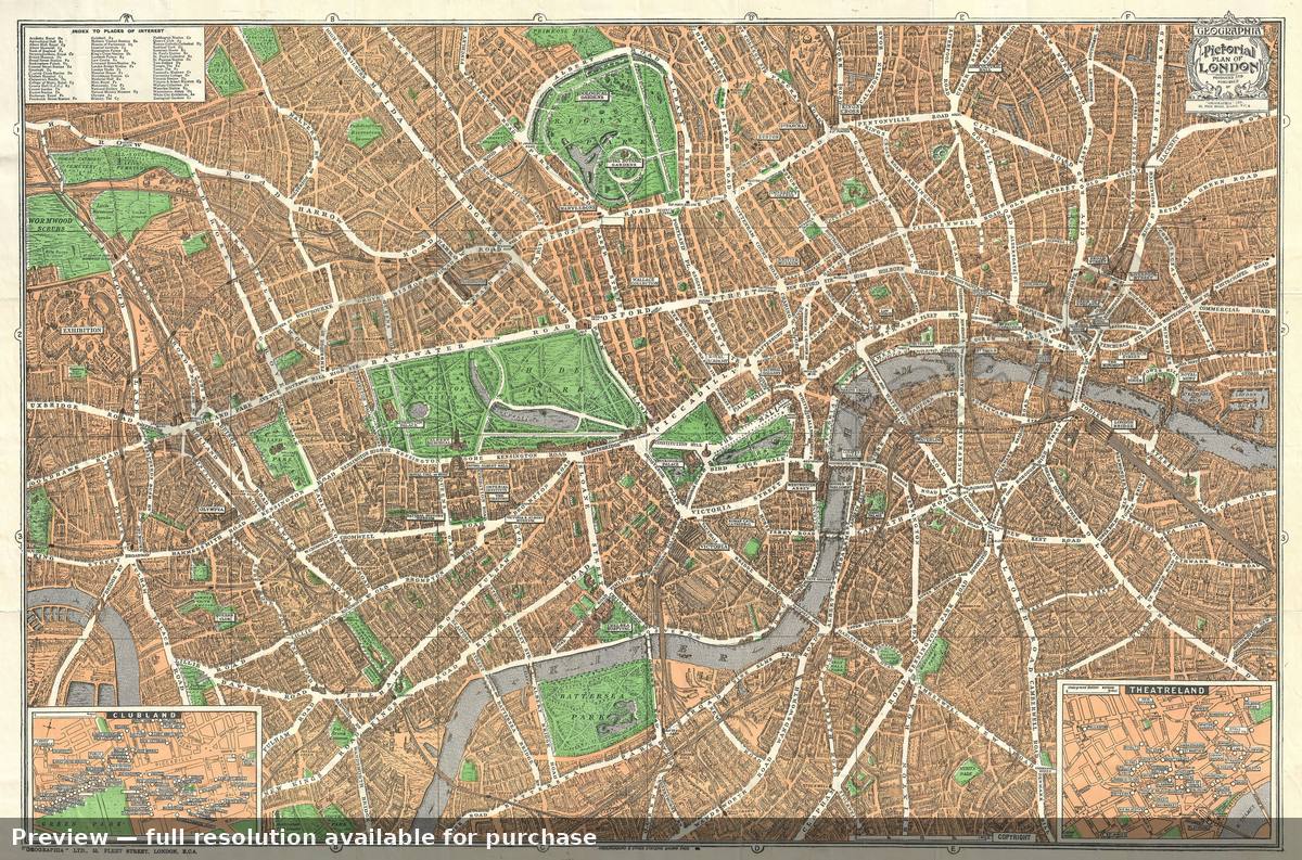 Antique map: London 2, 1924
