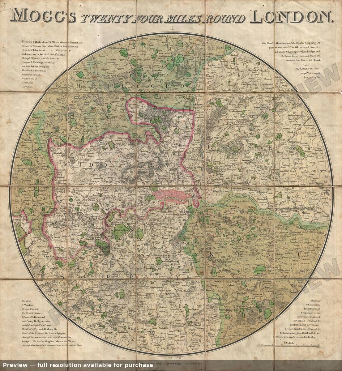 Antique map: London 24, 1820, 1820