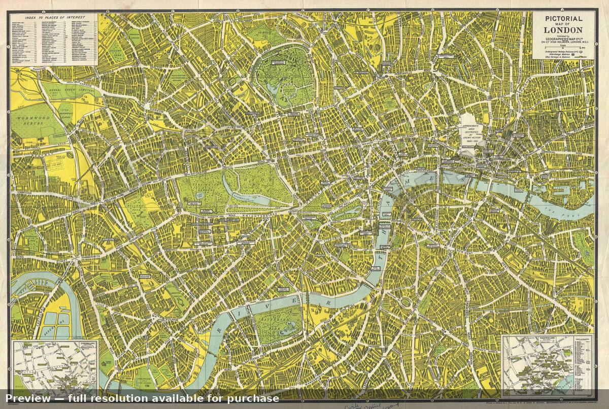 Antique map: London 3, 1942, 1942