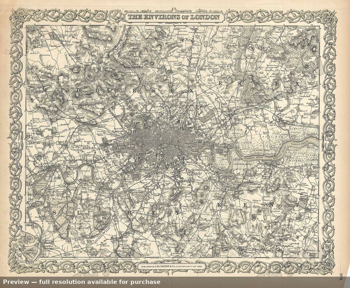Antique map: London 4, 1856, 1856