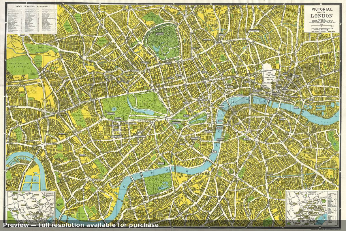 Antique map: London 4, 1942, 1942