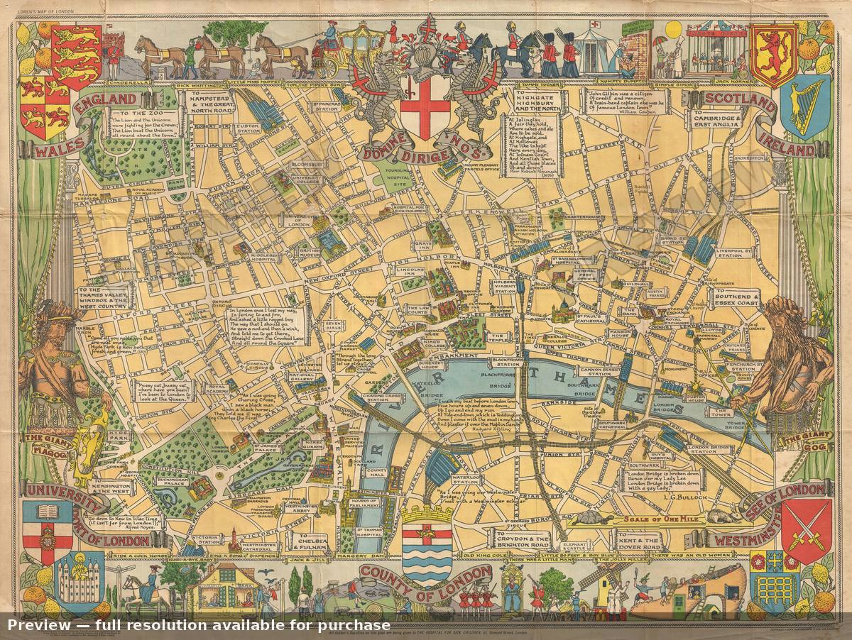 Antique map: London Childrens, 1955