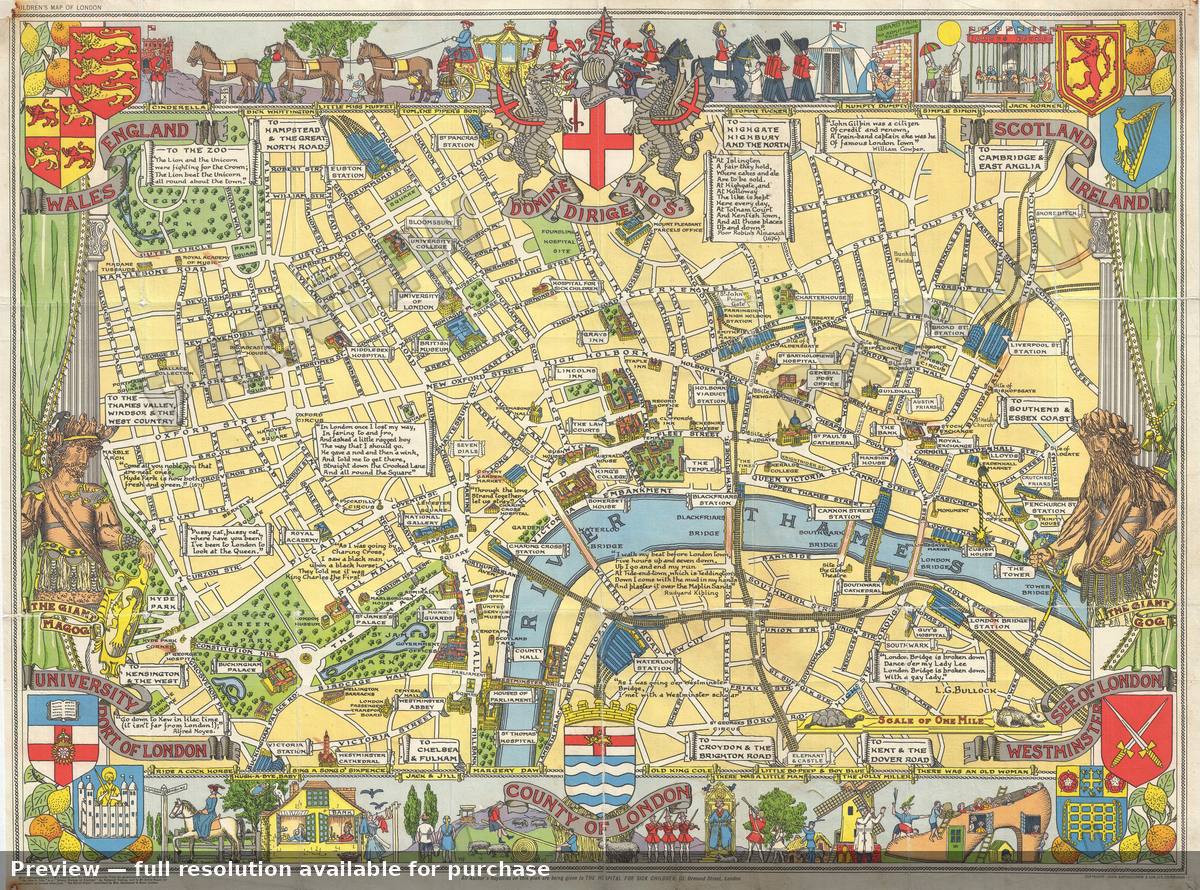 Antique map: London Childrens 2, 1955, 1955