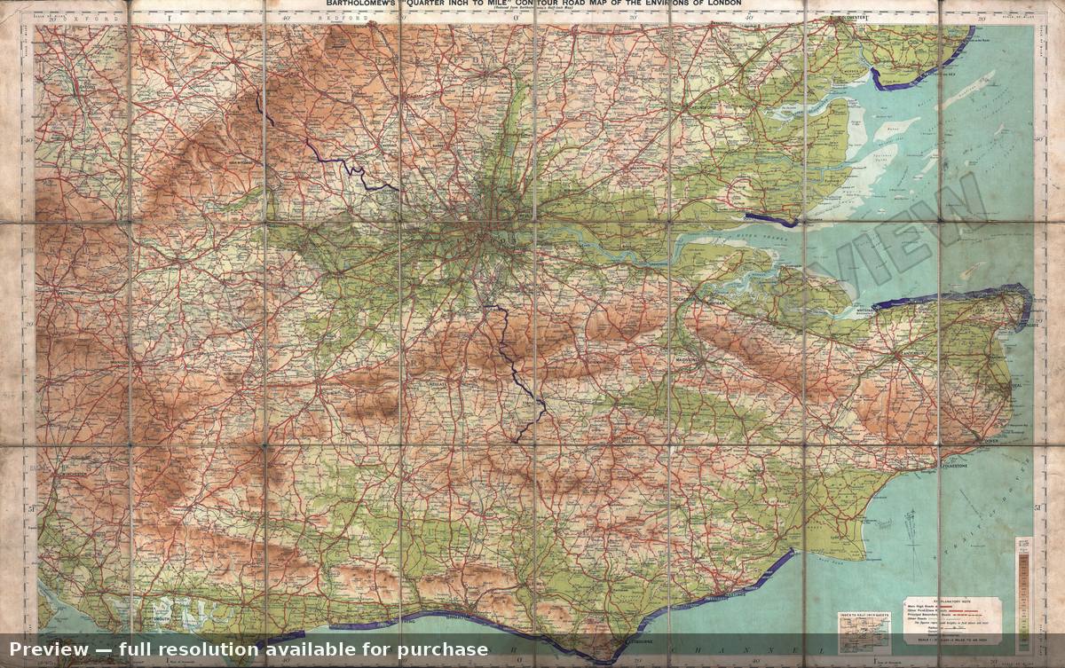 Antique map: London Environs, 1928, 1928