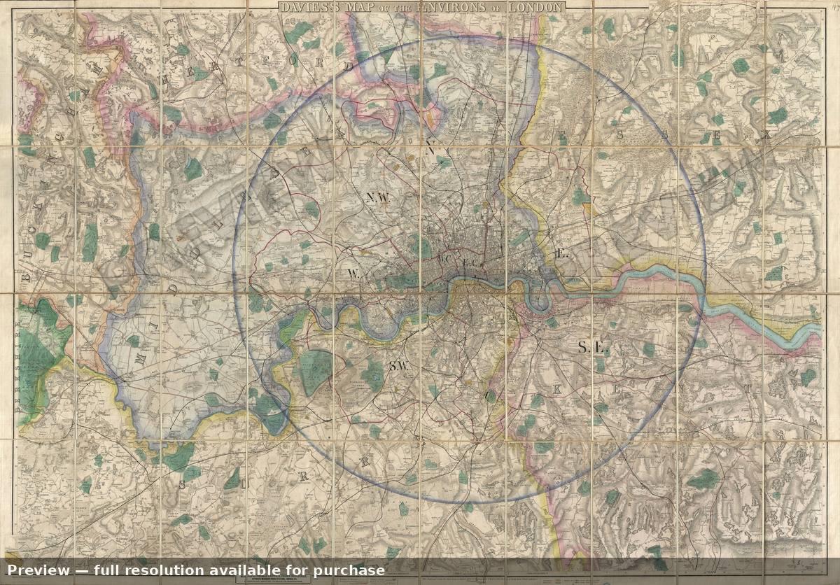 Antique map: London Environs, 1875, 1875