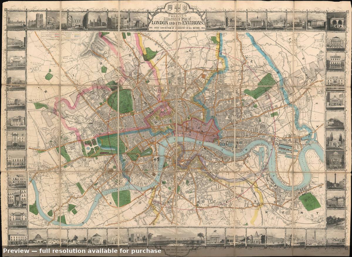 Antique map: London Illustrated, 1851
