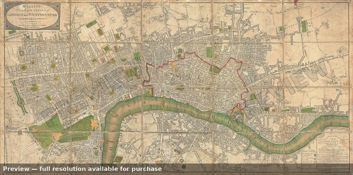 Antique map: London Westminster, 1802, 1802
