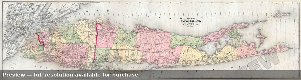 Antique map: Long Island, 1873