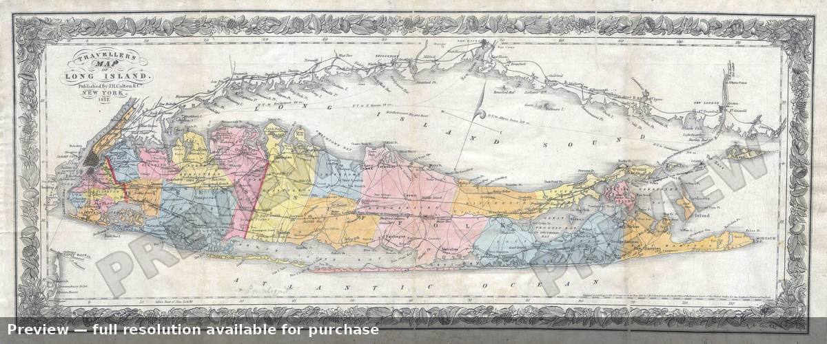 Antique map: Long Island, 1857, 1857