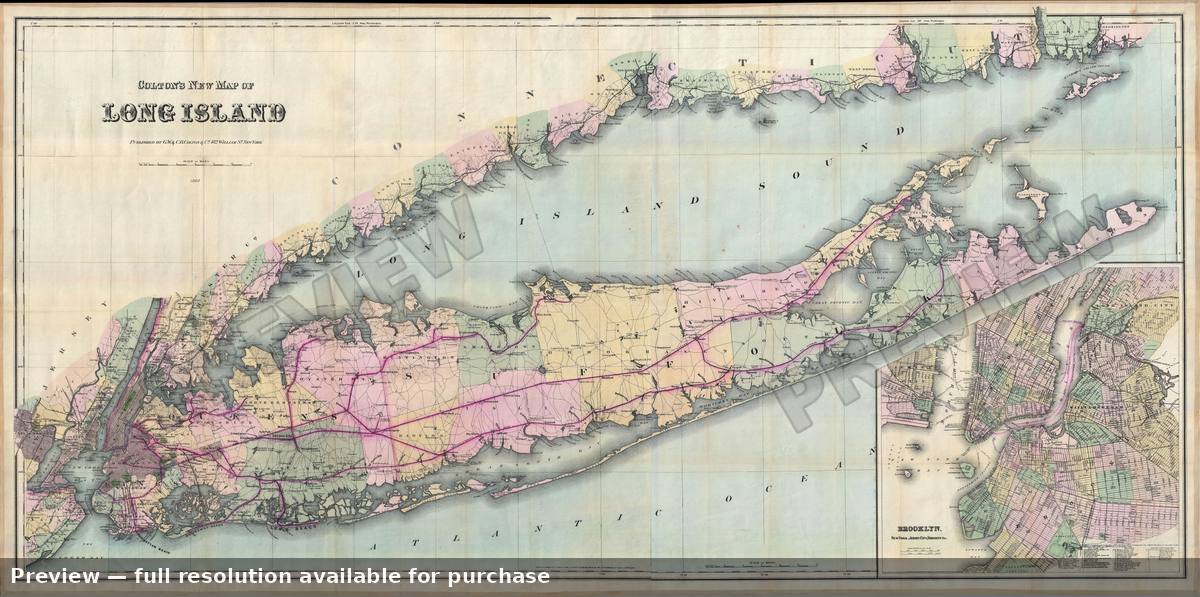 Antique map: Long Island, 1884, 1884