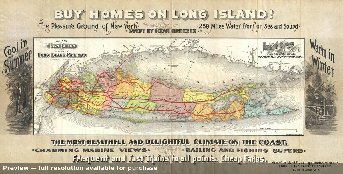 Antique map: Long Island, 1891, 1891