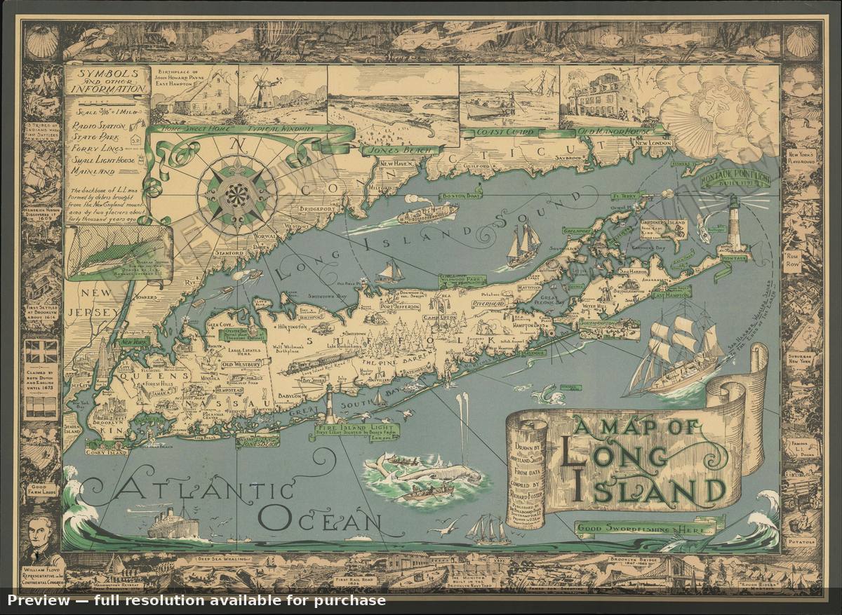 Antique map: Long Island, 1933, 1933