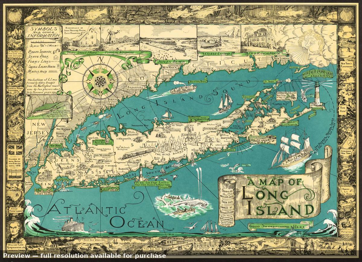 Antique map: Long Island, 1961, 1961