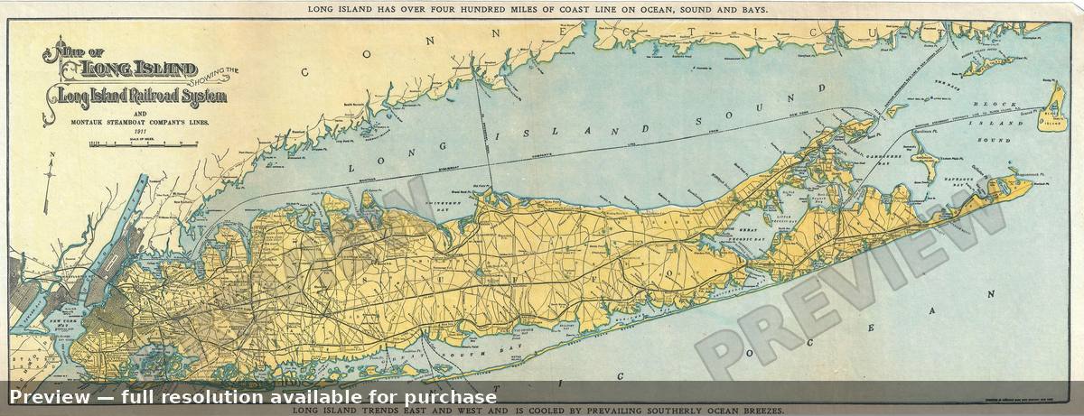 Antique map: Long Island 2, 1911, 1911