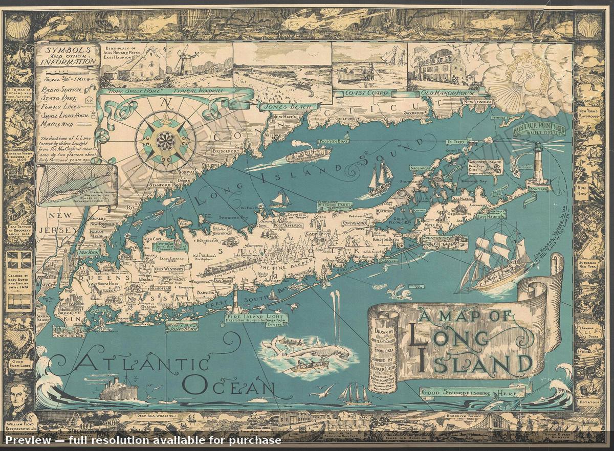 Antique map: Long Island 2, 1961, 1961