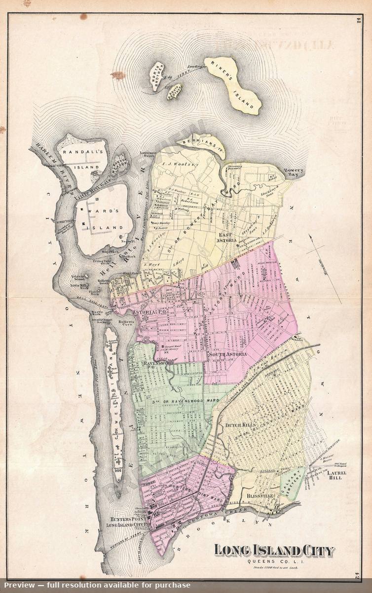 Antique map: Long Island City, 1873