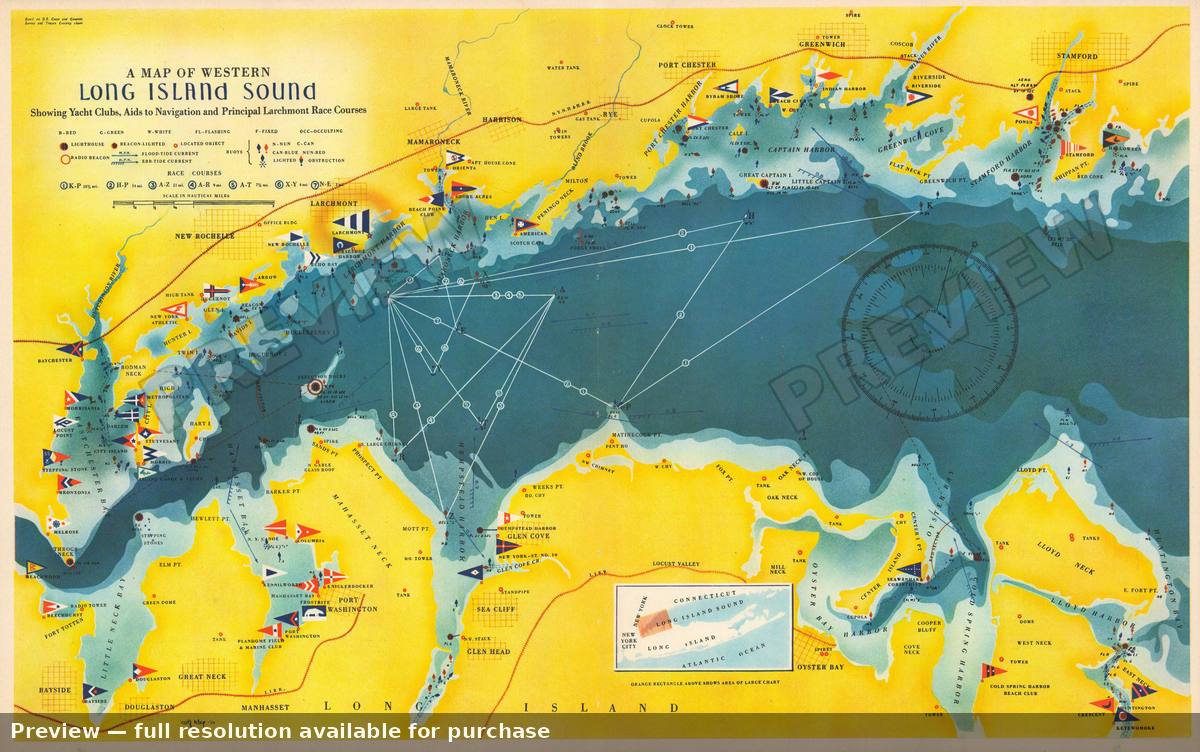 Antique map: Long Island Sound, 1939, 1939