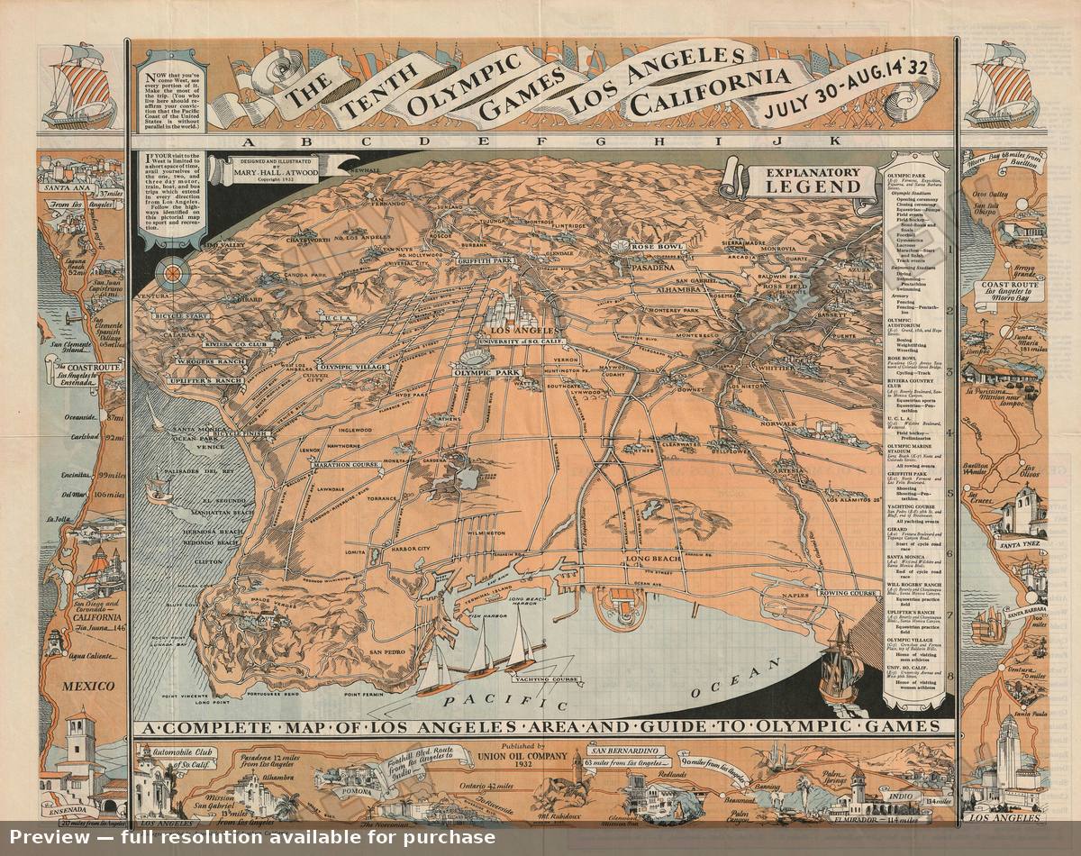 Antique map: Los Angeles, 1932
