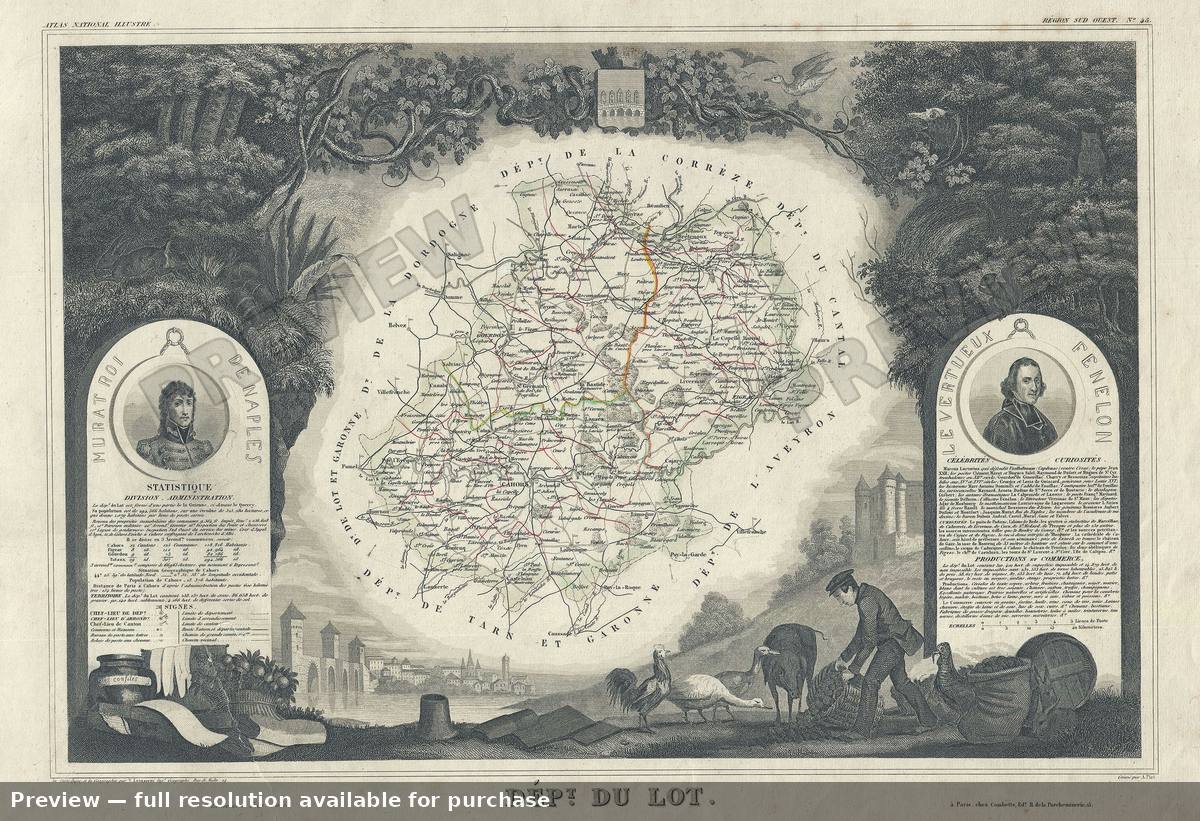 Antique map: Lot, 1847