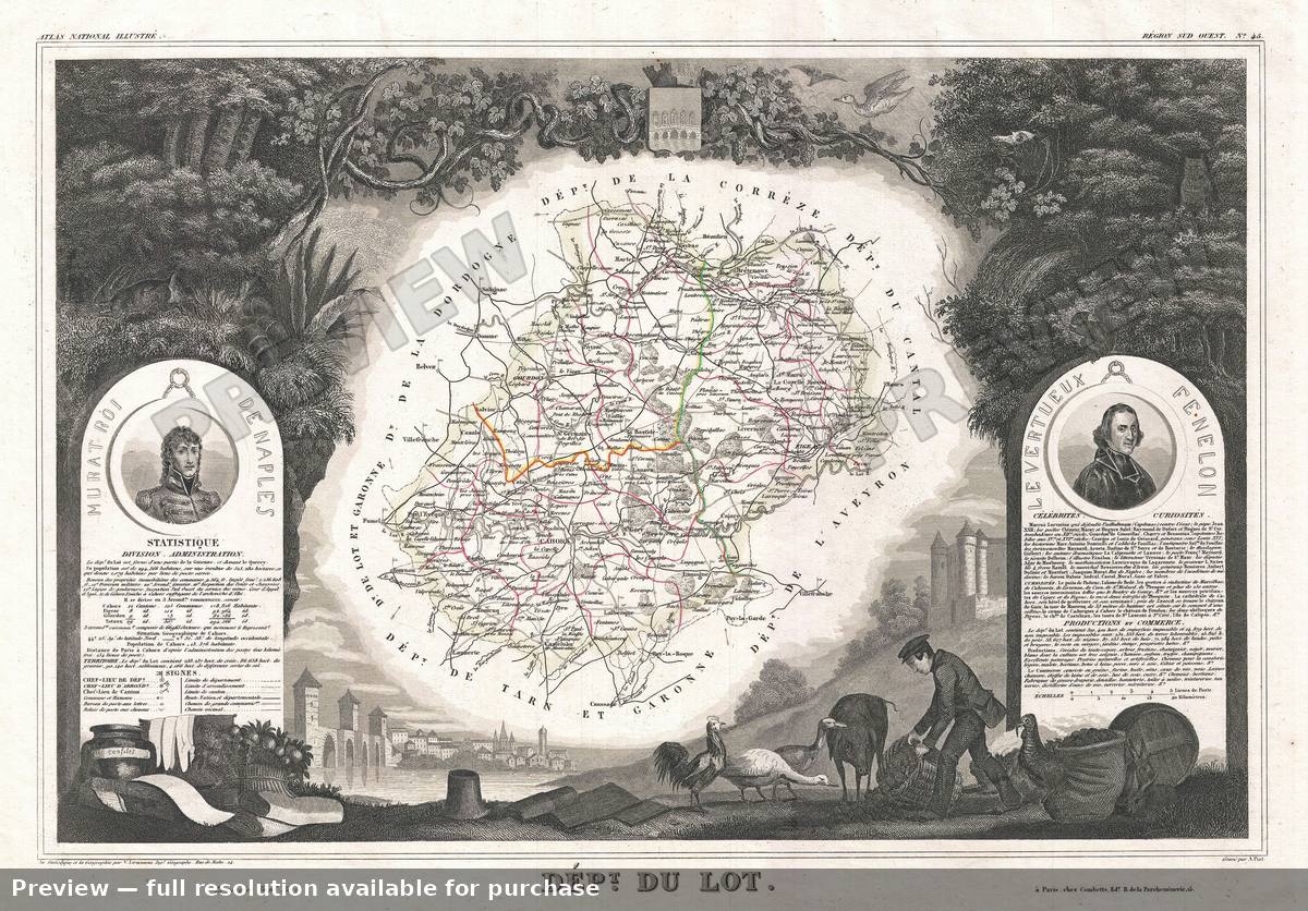 Antique map: Lot, 1852, 1852