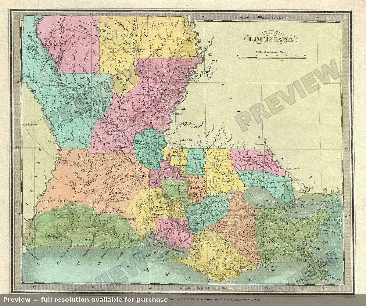 Antique map: Louisiana, 1835