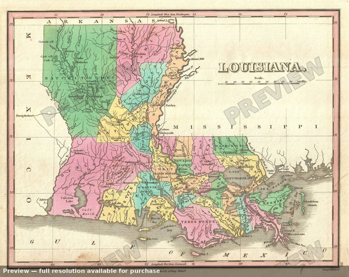 Antique map: Louisiana, 1827