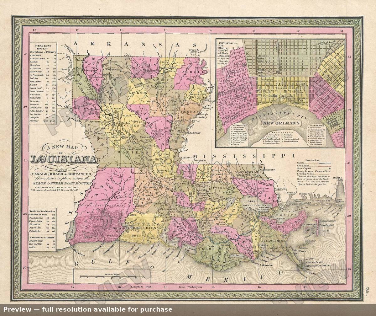 Antique map: Louisiana, 1849, 1849