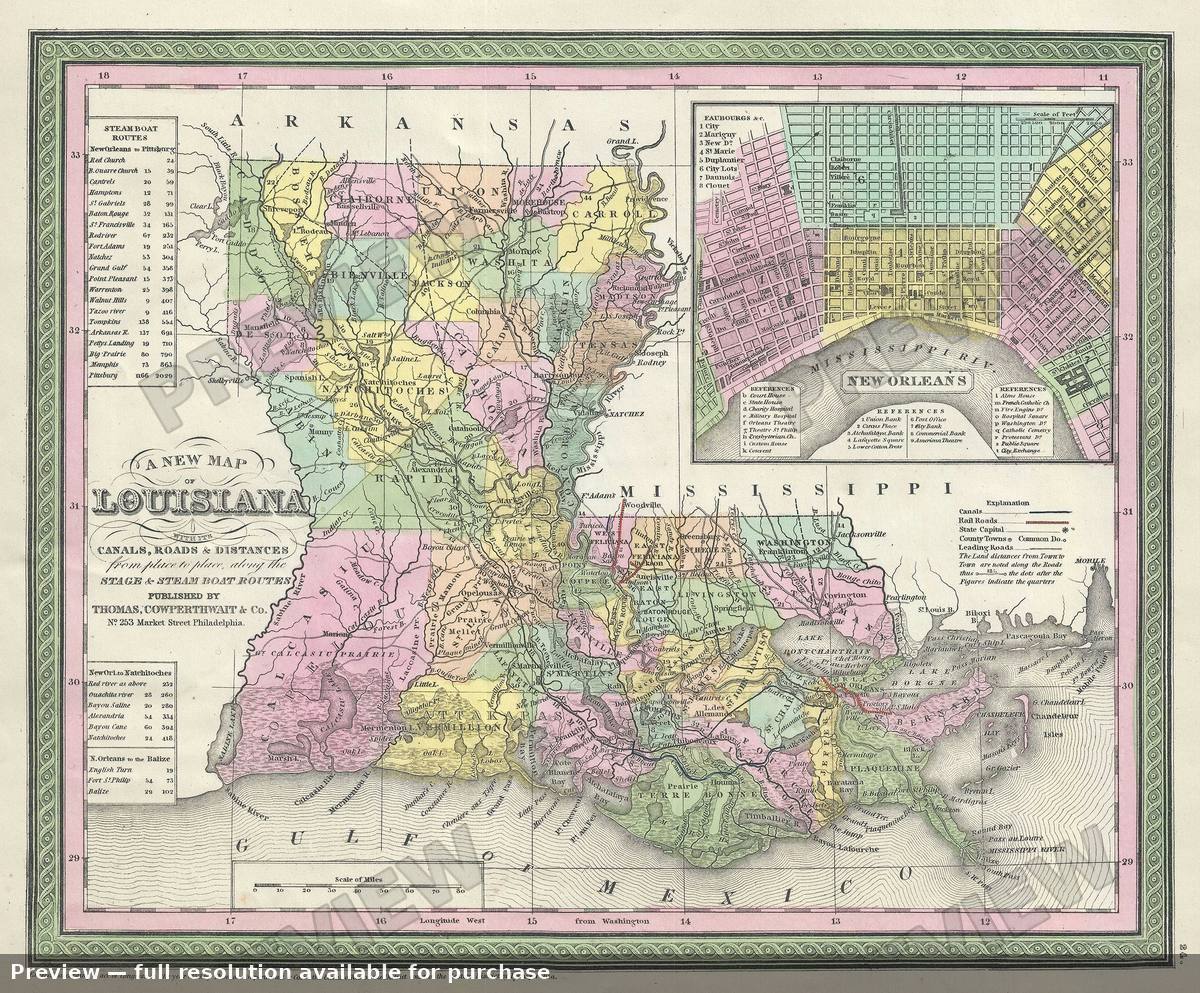 Antique map: Louisiana, 1854, 1854