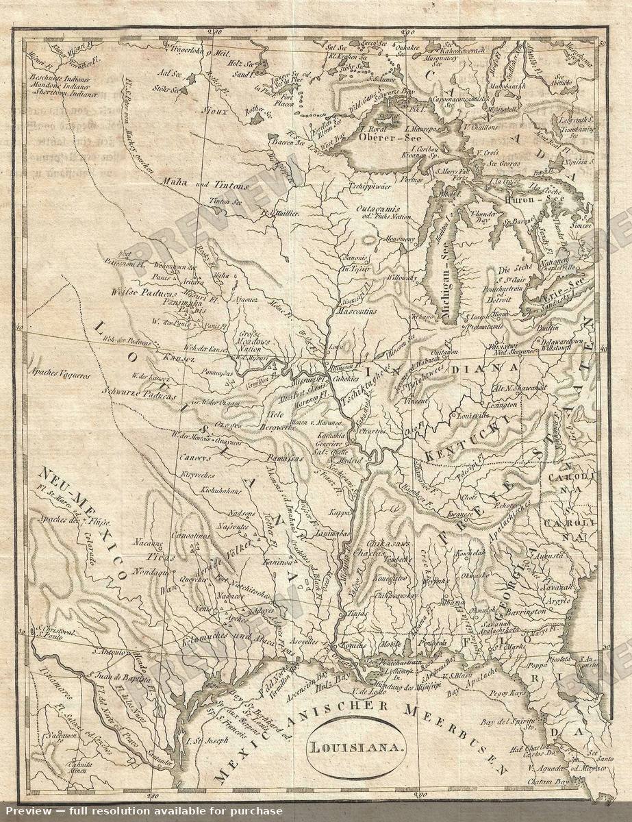 Antique map: Louisiana, 1820