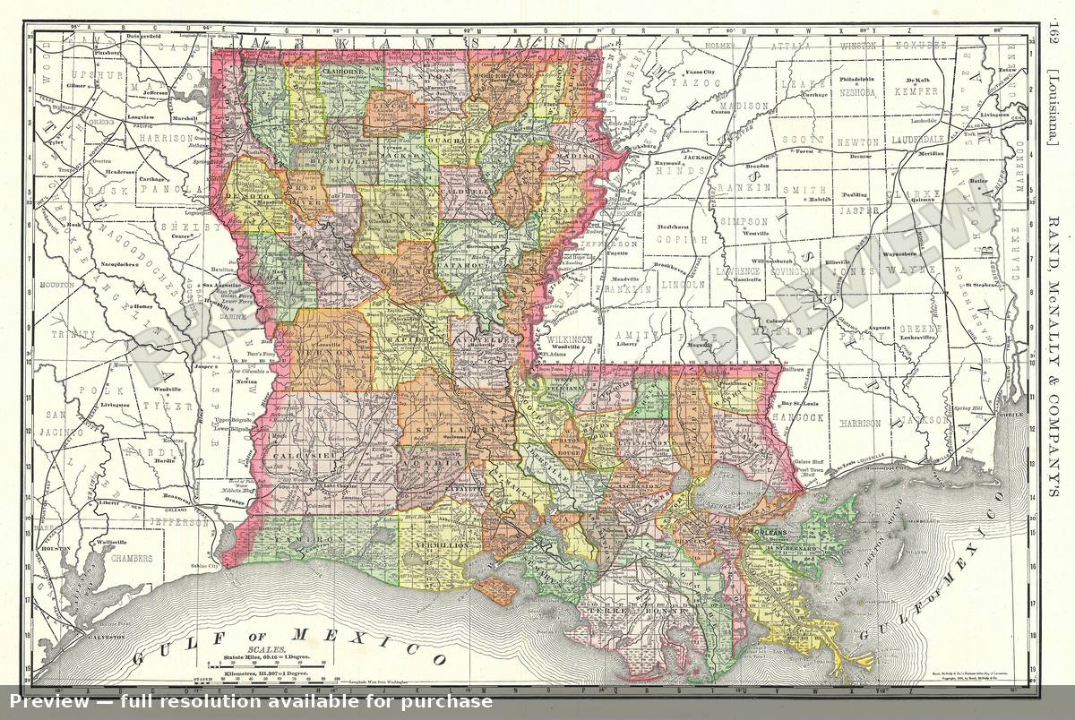 Antique map: Louisiana, 1893, 1893