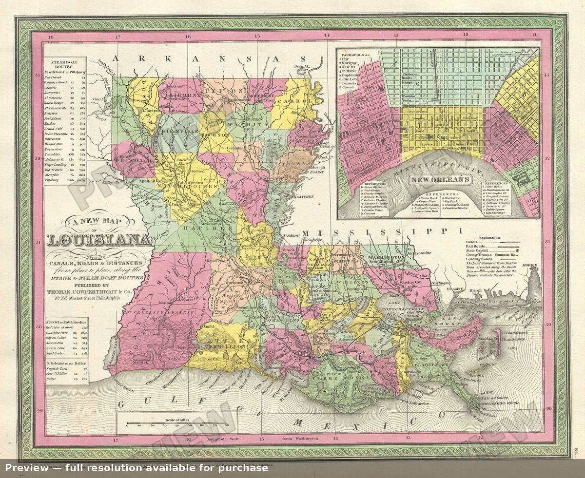 Antique map: Louisiana 2, 1854, 1854