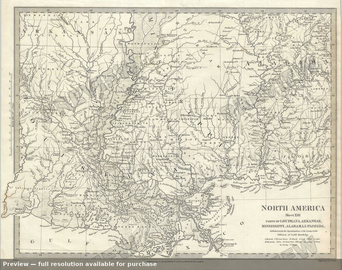 Antique map: Louisiana Arkansas 2, 1833, 1833