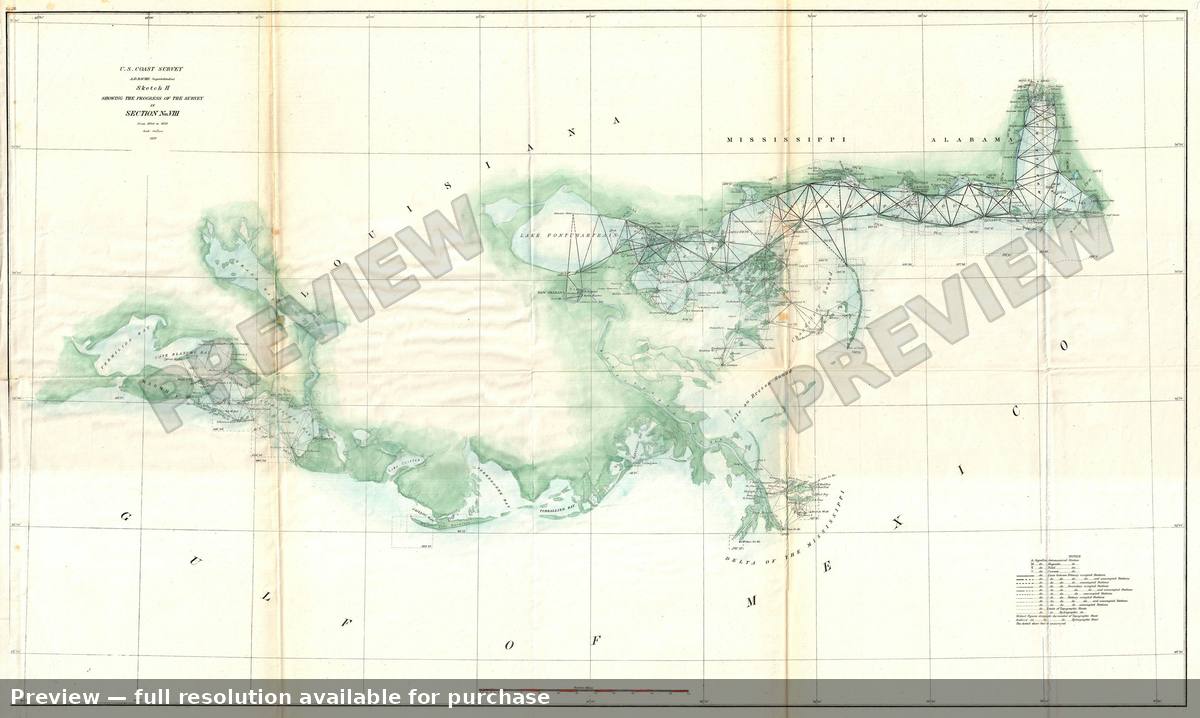 Antique map: Louisiana Coast, 1859, 1859