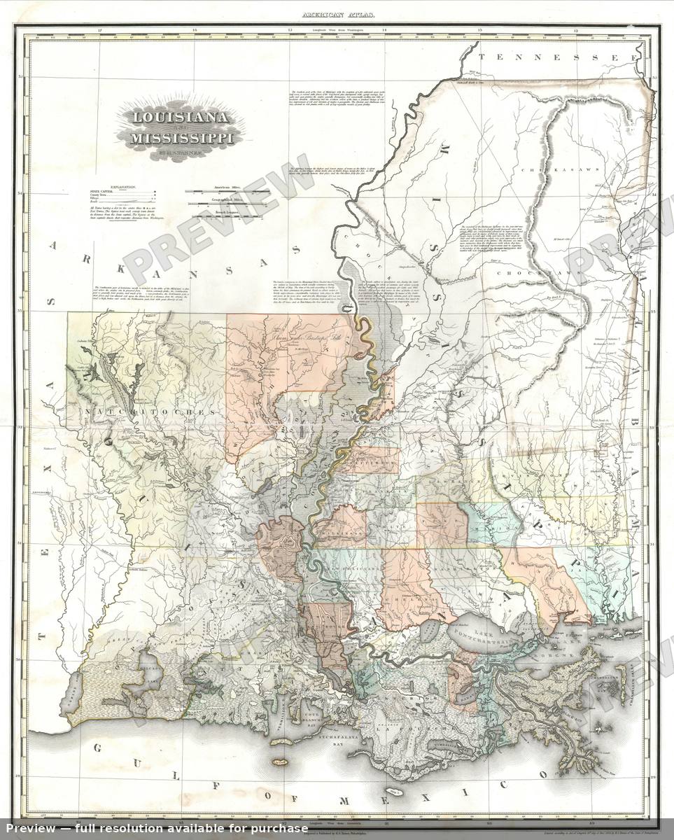 Antique map: Louisiana Mississippi, 1823, 1823