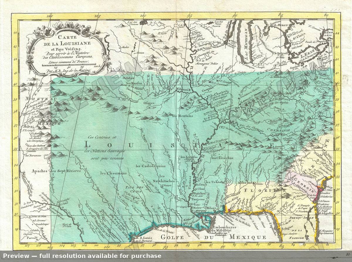 Antique map: Louisiane, 1760, 1760